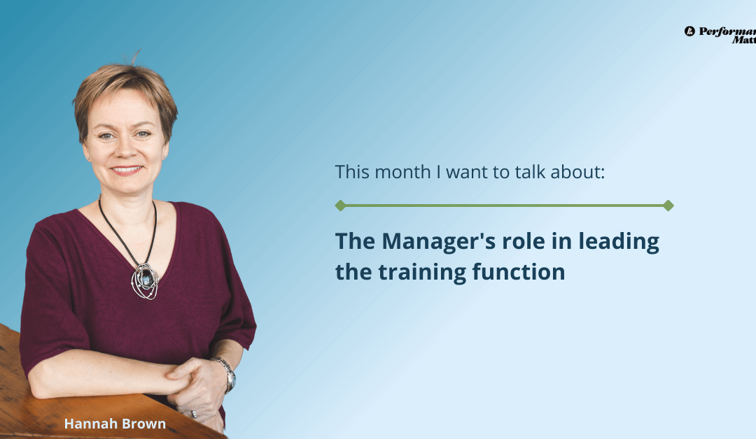 The Manager’s role in leading the training function