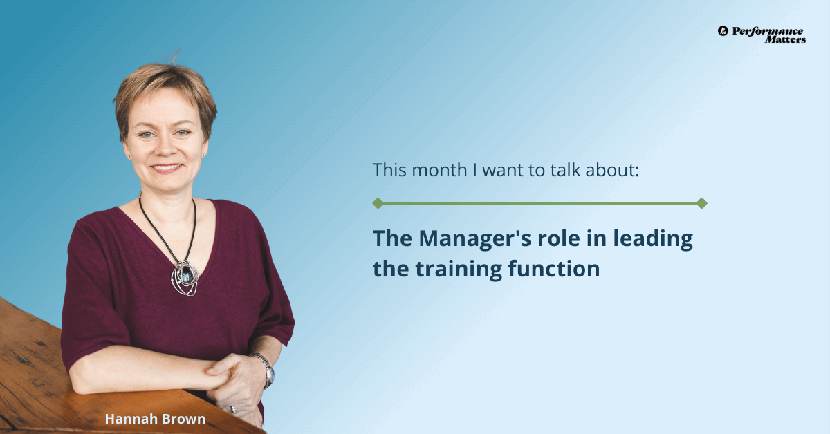 The Manager’s role in leading the training function